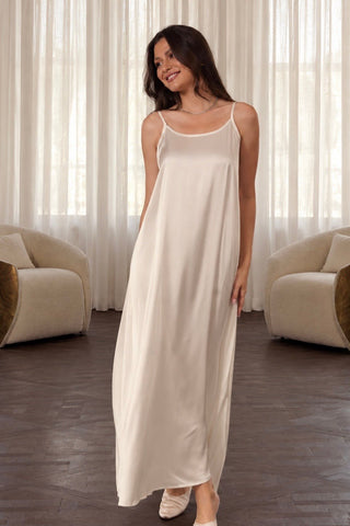 IVORY SILKY DRESS - Nightgowns - Venus Karma