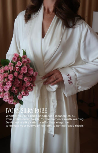 IVORY SILKY ROBE - Venus Karma