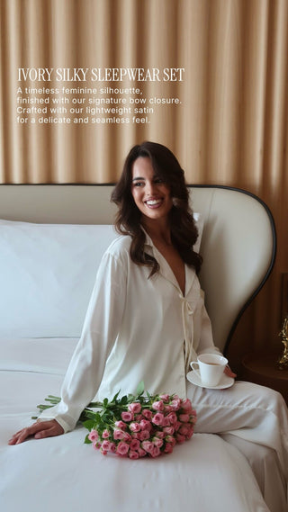 IVORY SILKY SLEEPWEAR SET - Venus Karma