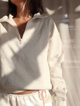 LIGHT GRAY HALF ZIP SWEATSHIRT Venus Karma