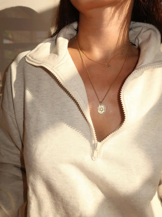 LIGHT GRAY HALF ZIP SWEATSHIRT Venus Karma