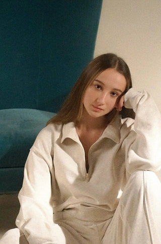 LIGHT GRAY HALF ZIP SWEATSHIRT Venus Karma