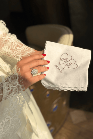 Personalized cotton bridal handkerchief by Venus Karma