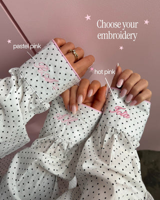 Polka Dot Sleepwear Set - collared top detail