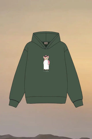 SAUDI ICONIC BEAR OLIVE GREEN HOODIE Venus Karma