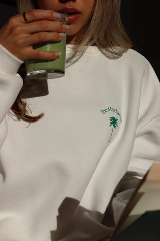 "THE MATCHA CLUB" WHITE SWEATSHIRT Venus Karma