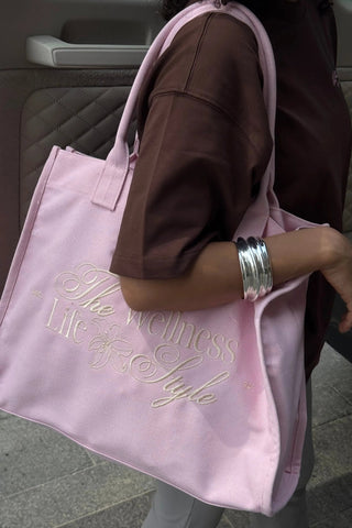 "THE WELLNESS LIFESTYLE" PINK TOTE BAG Venus Karma