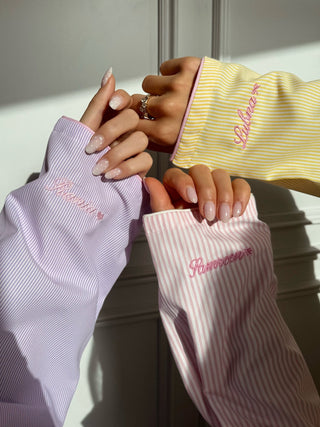 Violet Core Sleepwear Set worn, full outfit