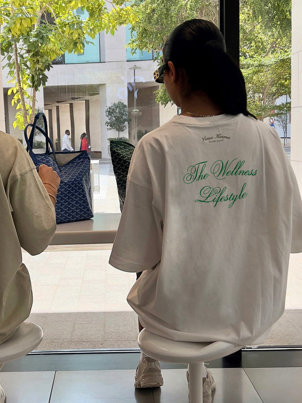 "THE WELLNESS LIFESTYLE" WHITE OVERSIZED T-SHIRT